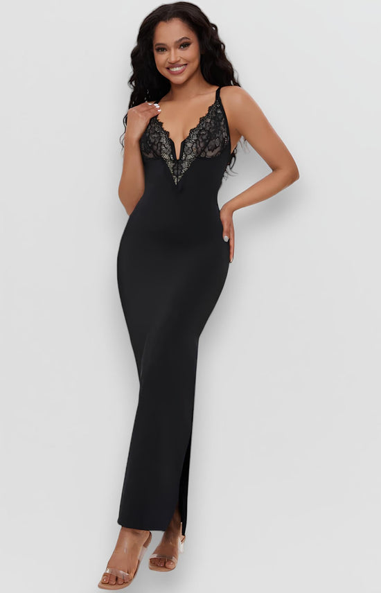 Sculpting Shapewear V-Neck Lace Dress - Being Shaped