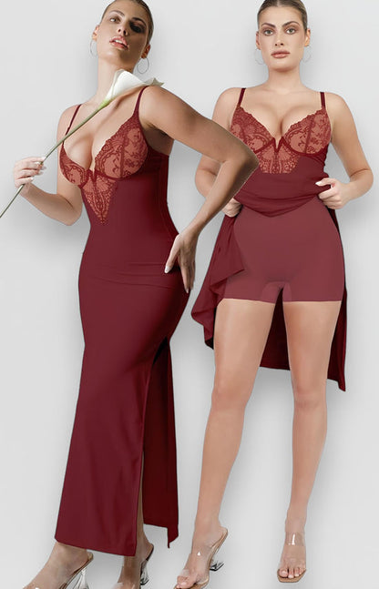 Sculpting Shapewear V-Neck Lace Dress - Being Shaped
